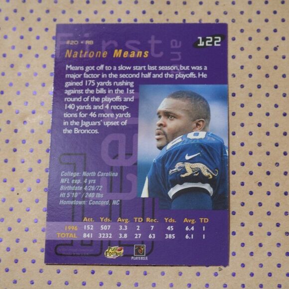 Natrone Means #122 Football Card - Picture 2 of 2